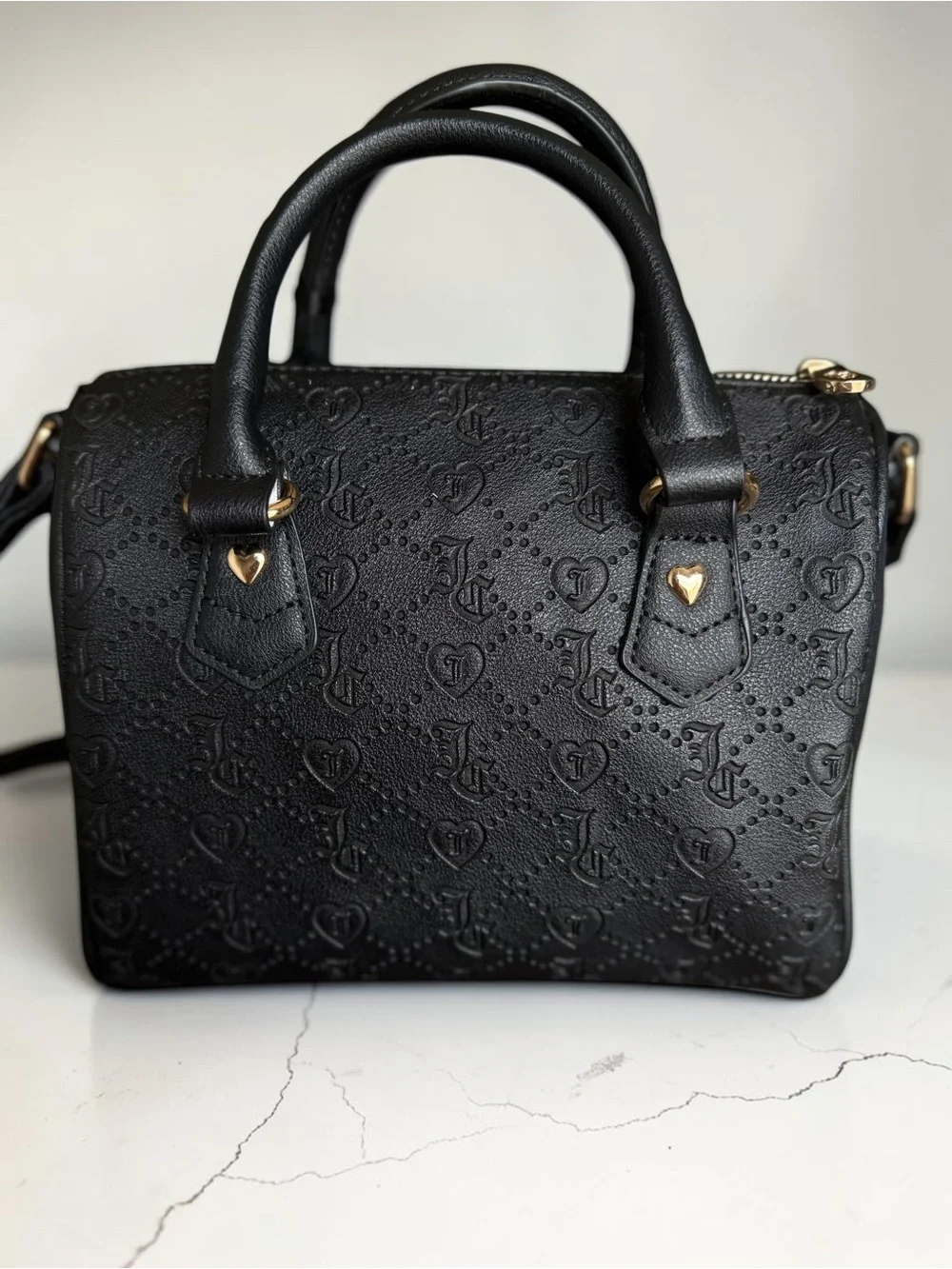 Juicy Couture Black Embossed Satchel with Pink Tag